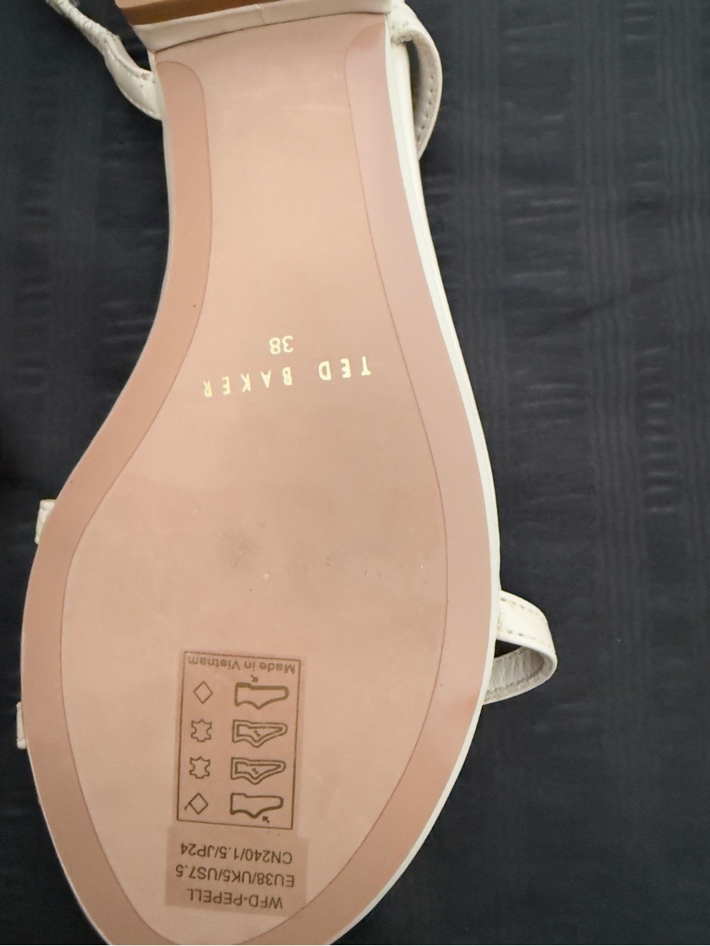 Ted Baker Cream Slingback Heeled Sandals with Rose Gold Insole - Picture 8 of 9